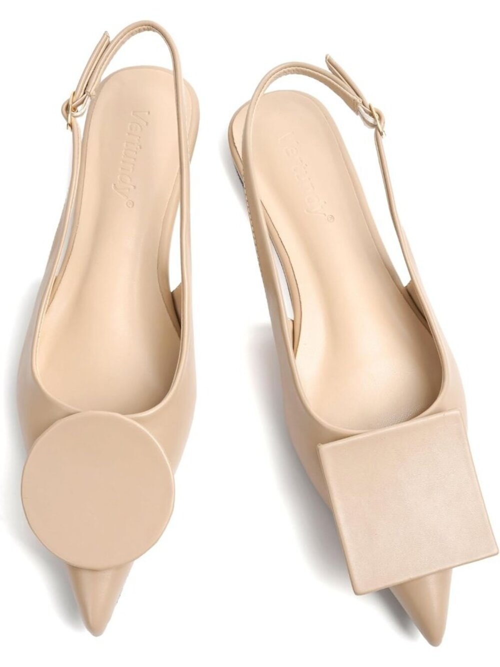 Women's Nude Slingback Flats Pointed Toe Flats Pumps Ankle Strap Sandals